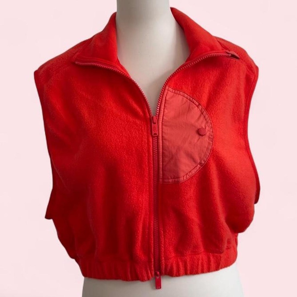 Free People Movement Orange Fleece Cropped Zip Vest | Size S